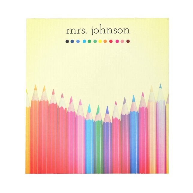 Personalized Teacher Rainbow Pencil Notepad (Front)