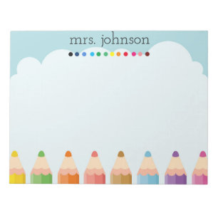 Personalized Teacher Rainbow Pencil Notepad