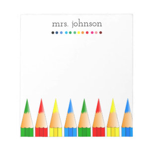 Personalized Teacher Rainbow Pencil Notepad