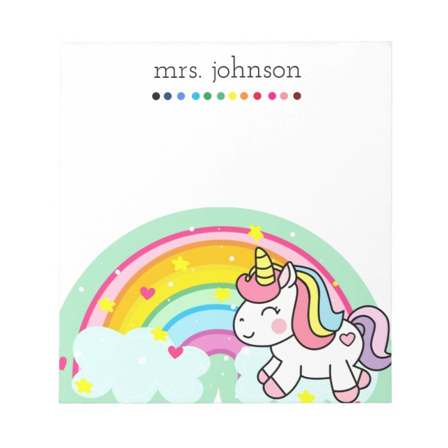 Personalized Teacher Rainbow Pencil Notepad (Front)