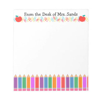 Personalized Teacher Rainbow Pencil Notepad