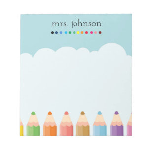 Personalized Teacher Rainbow Pencil Notepad