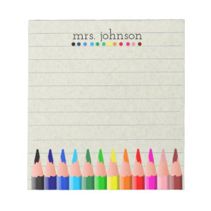 Personalized Teacher Rainbow Pencil Notepad