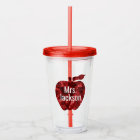 Personalized Teacher Red Faux Sequin Apple