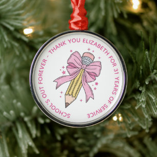 Personalized Teacher Retirement Metal Ornament