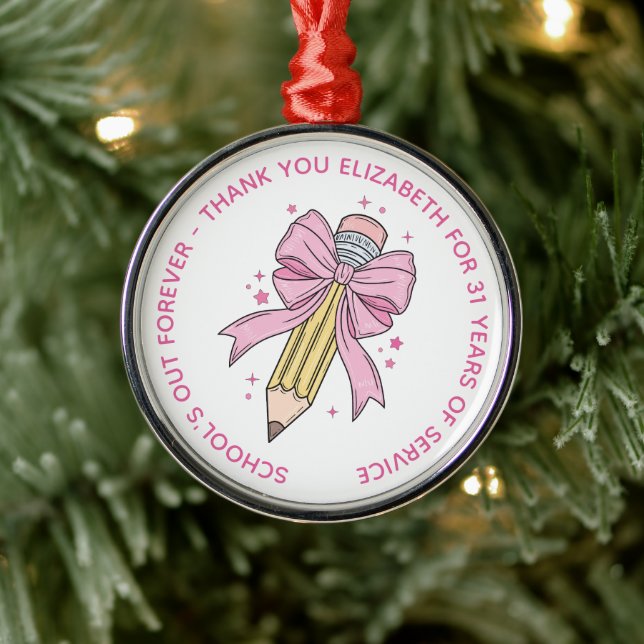 Personalized Teacher Retirement Metal Ornament (Tree)