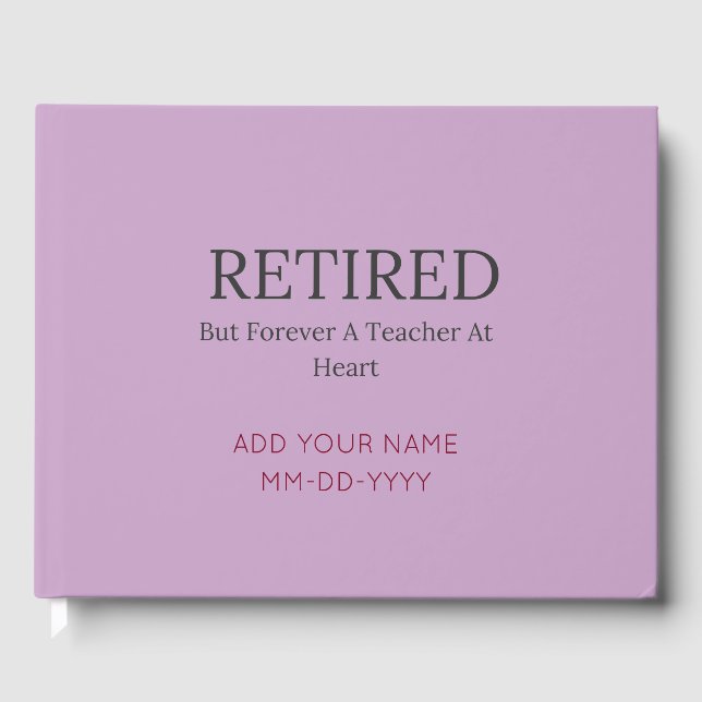 Personalized Teacher Retirement Minimalist Memory  Guest Book (Front)