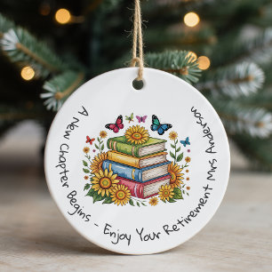 Personalized Teacher Retirement New Chapter Ceramic Ornament