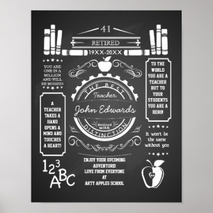 Personalized teacher Retirement Poster apple