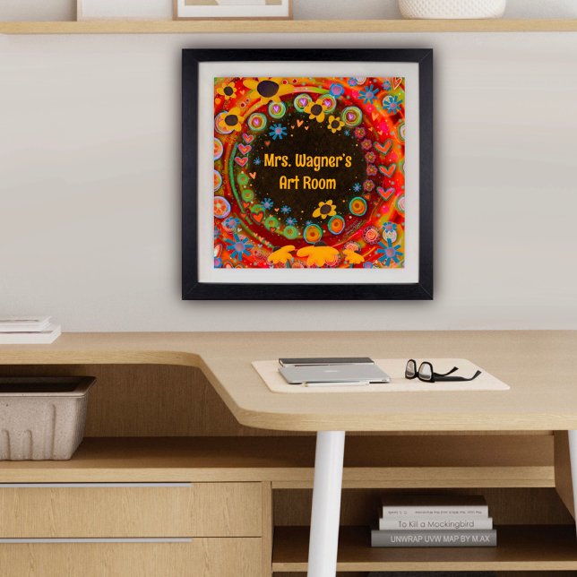 Personalized Teacher’s Room, Colourful Floral Poster (Personalized teacher poster by Inspirivity)