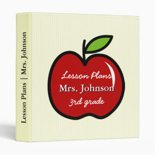 Personalized teacher school binder with red apple