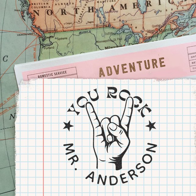 Personalized Teacher Stamp Gift You Rock (Creator Uploaded)