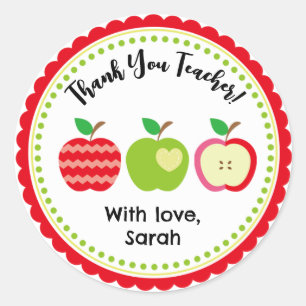 Personalized Teacher Stickers - Three Apples