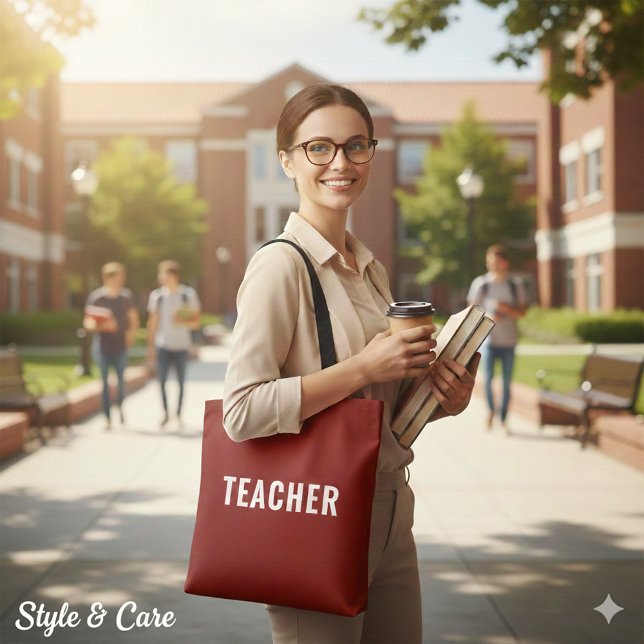 Personalized Teacher Text Statement Deep Red Tote Bag (Personalized Teacher Text Statement Deep Red Tote Bag)