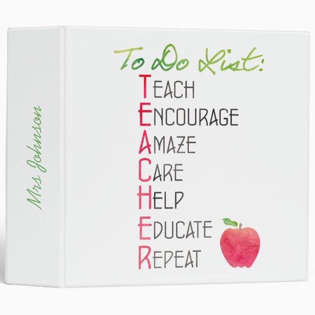 Personalized Teacher To Do List Lesson Plan Binder (Front/Spine)