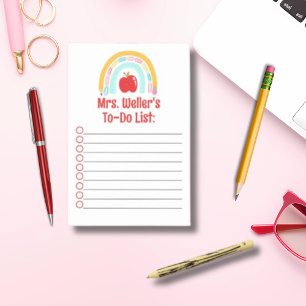 Personalized teacher to-do list rainbow post-it notes