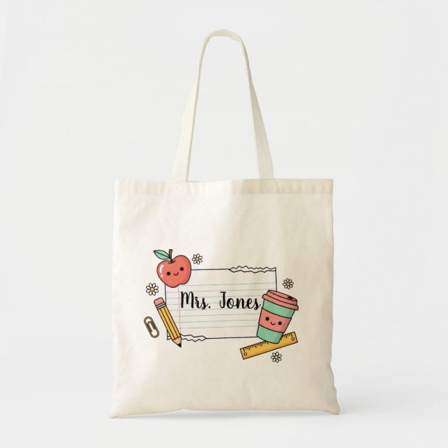 Personalized teacher Tote bag, Custom Teacher  Bag (Front)