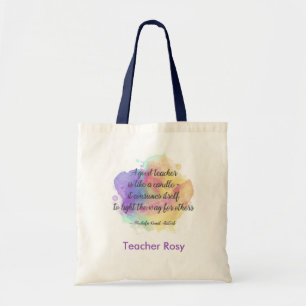 Personalized Teacher Tote Bags (Candle Quote)