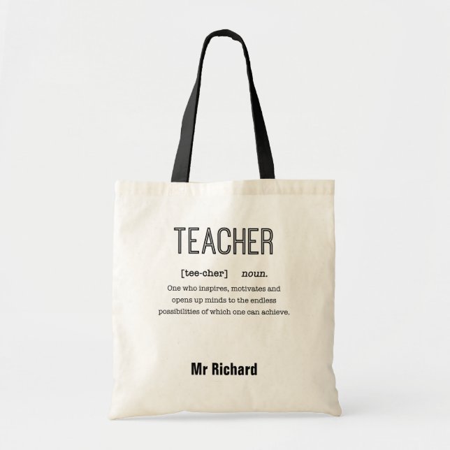 Personalized Teacher Tote Bags (Definition) (Front)