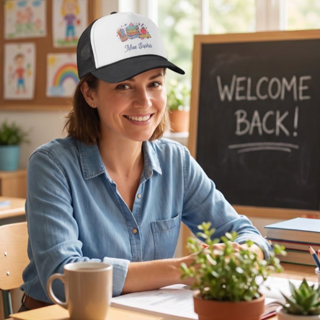 Personalized Teacher Trucker Hat - cute Apple  (Creator Uploaded)