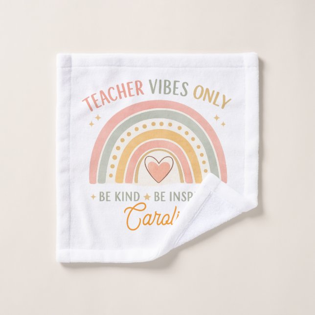 Personalized Teacher Vibes Only Hand Towel (Wash Cloth)