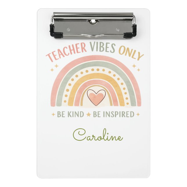 Personalized Teacher Vibes Only Mini Clipboard (Front)