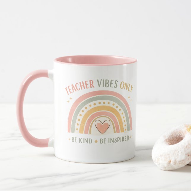 Personalized Teacher Vibes Only Mug (With Donut)