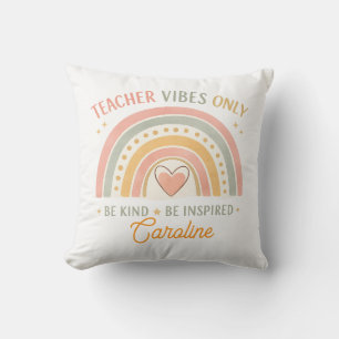Personalized Teacher Vibes Only Throw Pillow