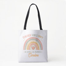 Personalized Teacher Vibes Only Tote Bag