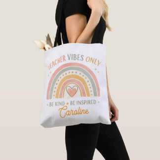 Personalized Teacher Vibes Only Tote Bag