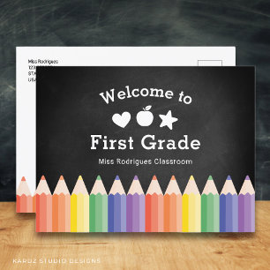 Personalized Teacher Welcome Back to First Grade Postcard