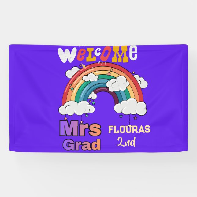 Personalized Teacher Welcome Rainbow Classroom Sig Banner (Horizontal)