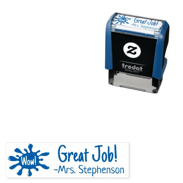 Personalized Teacher Wow Great Job Reward Stamp (In Situ)