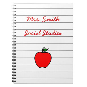 Personalized Teacher's Apple Notebook Gift Present