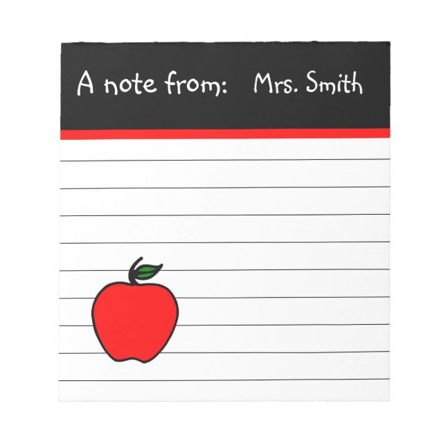 Personalized Teacher's Apple Notepad Gift (Front)