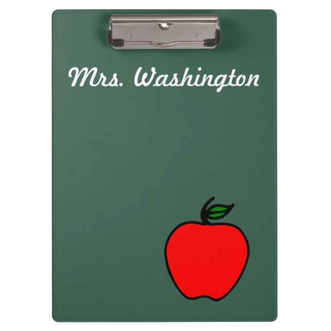 Personalized Teacher's Apple School Clipboard Gift (Front)