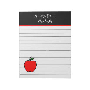 Personalized Teacher's Apple School Gift Notepad