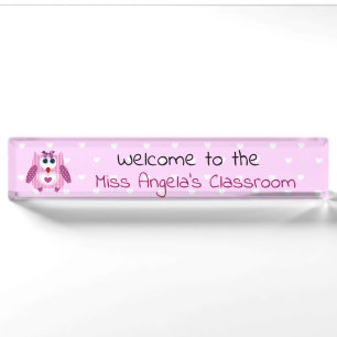 Personalized Teacher's Baby Owl Name Plate Sign