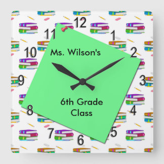 Personalized Teachers Books Green Paper Clock