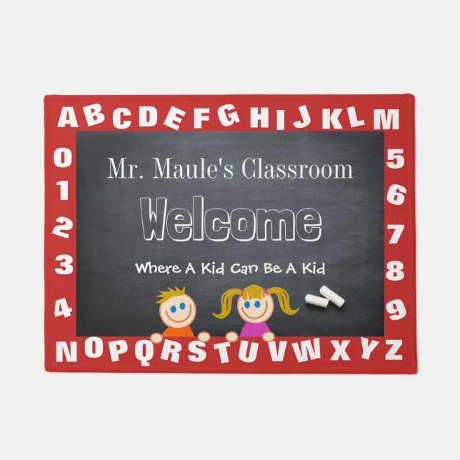 Personalized Teacher's Classroom Alphabet Welcome Doormat (Front)
