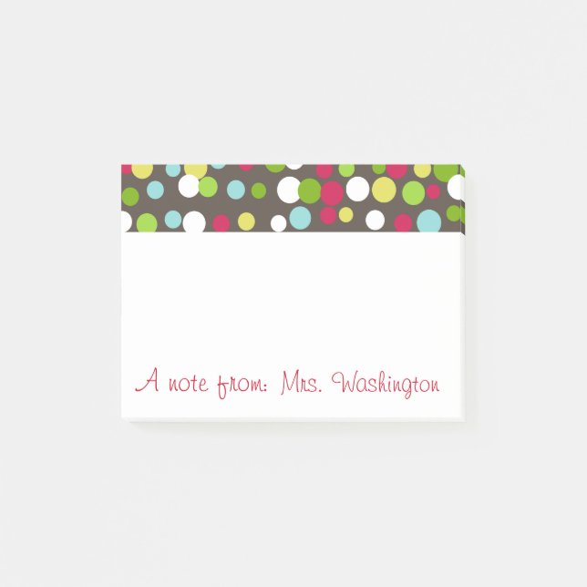 Personalized Teacher's Dots Post It Notes Gift (Front)