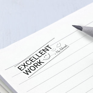 Personalized Teachers Excellent Work Rubber Stamp