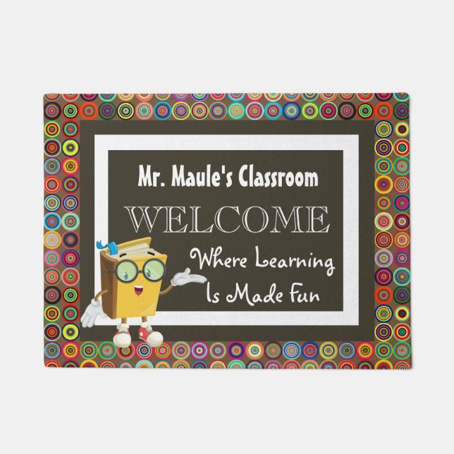 Personalized Teachers Fun Circles Welcome Doormat (Front)