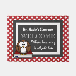 Personalized Teachers Fun Polka Dots Welcome Doormat