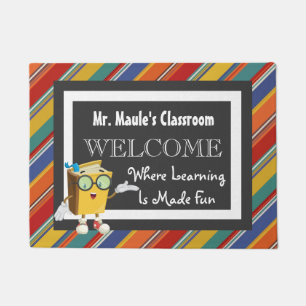 Personalized Teachers Fun Stripes Welcome Doormat
