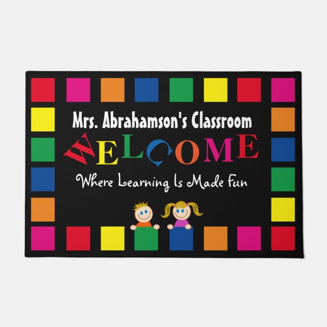 Personalized Teacher's Fun Welcome Doormat (Front)