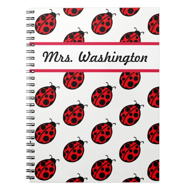 Personalized Teacher's Ladybug Class Notebook Gift (Front)