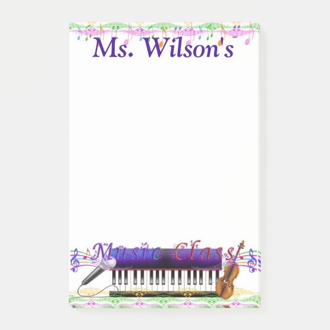 Personalized Teachers Music Class Post-it® Notes (Front)