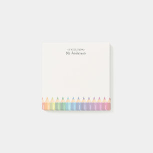 Personalized Teacher's Name Colorful Pencils Post-it Notes