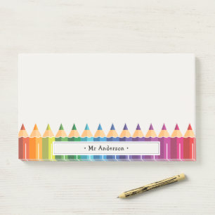 Personalized Teacher's Name Colorful Pencils Post-it Notes